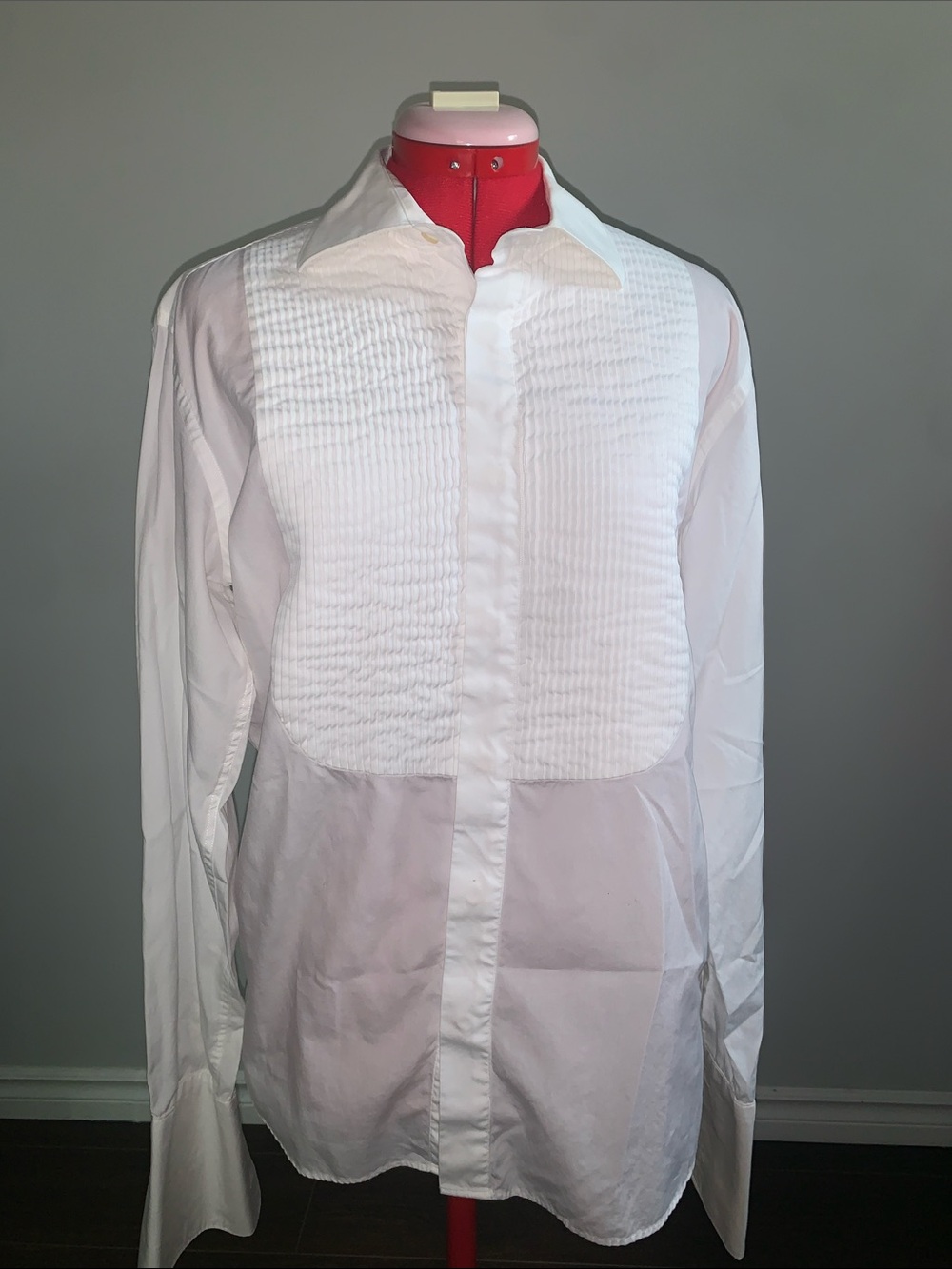 Men's White Pleated Bib Dress Shirt - Classic Formal Style